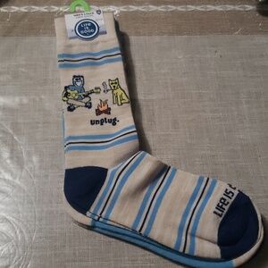 Life is Good Unplug camping mens crew socks bundle new